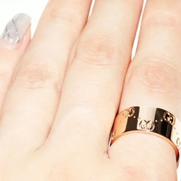 Gucci Rings 18K Pink Gold Iconic Ring Width 9 mm - Picture 5 of 5